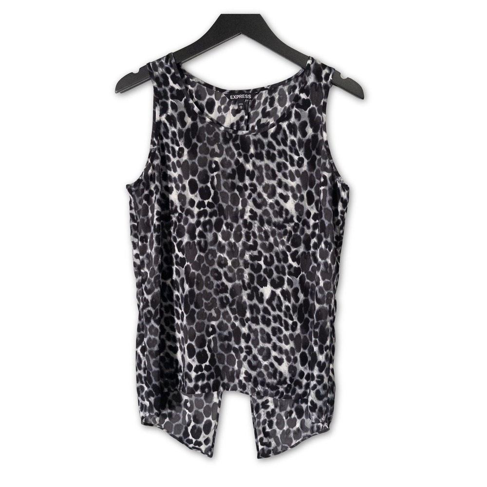 Express Leopard Print Tank Top Women Size M Mob Wife Indie Sleaze Split Back
